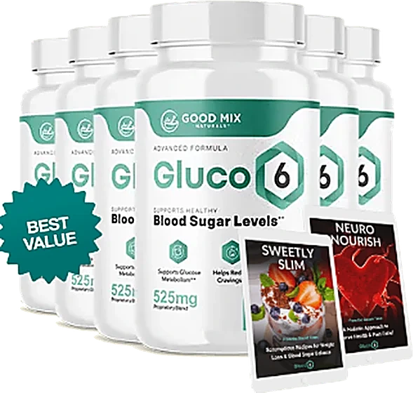 6 bottles of Gluco6 blood sugar support supplement