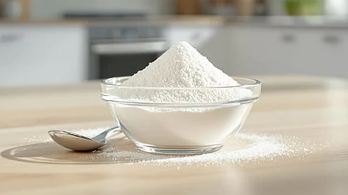 Sukre L-arabinose white powder in a glass bowl