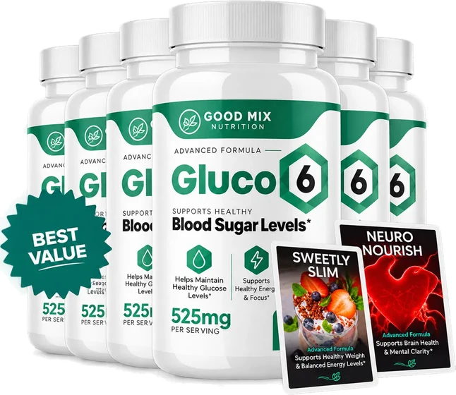 6 bottles of Gluco6 blood sugar support supplement