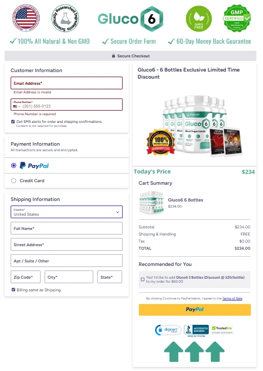 Gluco6 Secure Order Process
